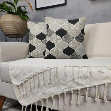 Imagem de Kit Manta Para Sofá Bege + 2 Capas De Almofada Com Zíper Cor:10 - Gené