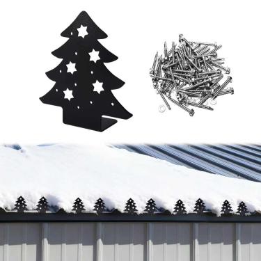 Imagem de Pacote com 25 protetores de neve de costura em pé para telhados de metal com juntas de vedação e parafusos, batentes de neve de telhado de metal, gelo para evitar acumulação, design de árvore de Natal