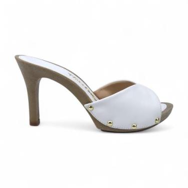 Imagem de Tamanco Tchocco Casual Salto Fino, Branco, 38