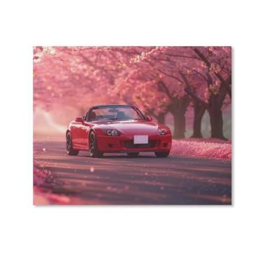 Imagem de HouLaiZhe Jdm rosa carro S2000 flor de cerejeira pôsteres tela estética sala decoração de parede impressões galeria sala decoração de parede para quarto sala de estar escritório 08 x 10 polegadas (20