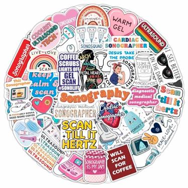 Imagem de 100 adesivos de ultrassonografia para garrafa de água, laptop - adesivos de ultrassom - presentes de ultrassom para ultrassonografia, decorações de festa - presente para mulheres e homens