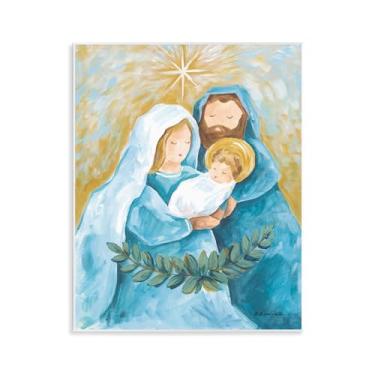 Imagem de Stupell Industries Arte de parede "Holy Nativity Trio with Garland", placa, 28 x 35 cm