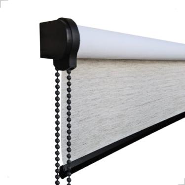 Imagem de Cortina Persiana de Rolo, Roller, Rolon, Blackout, black out, blecaute (Mesclado - SEM BANDÔ, 1,90 (lar) x 1,90 (alt) - Acabamento Preto)