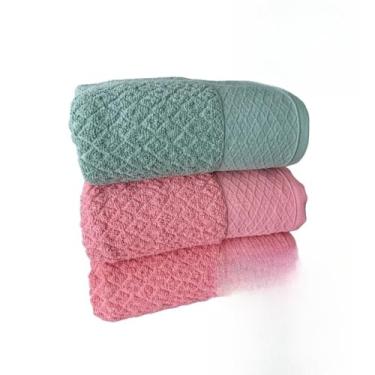 Imagem de Toalha Banho Toalhas de Banho Grandes e Macias 100% AlgodãO Puro Altamente Absorvente AgradáVel ao Toque Adequado para Todos os Tipos de Casas de Banho(Verde/Rosa/Rosa)