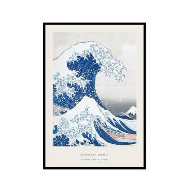 Imagem de Pôster Hasui Kawase Ohara Koson Impressões Katsushika Hokusai Pintura em Tela Onda Japonesa Imagens Hiroshige para Decoração de Casa (SKU1,30,5 x 45,7 cm = (30 x 45 cm), Moldura preta)