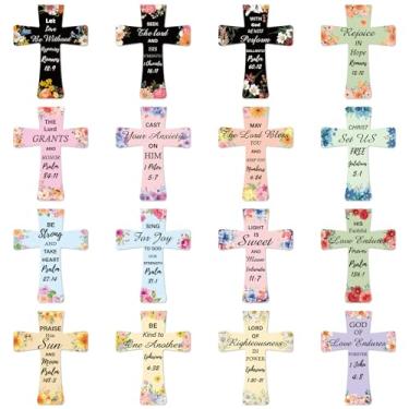 Imagem de 16 peças de ímãs de geladeira inspiradores cruz cristã ímã de geladeira floral decorativo folha de ímã bíblico versículos inspiradores fiéis armário inspirado para mulheres estudante igreja grupo de