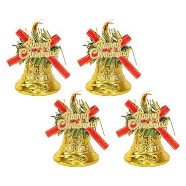 Imagem de Ornamentos De Sino,Conjunto de 4 Peças Decorativas com Laço para Pendurar,Enfeites De Natal - Para Árvore Porta Guirlanda Festa Decoração Interiores