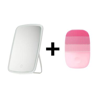 Imagem de Combo Espelho para Maquiagem + Aparelho de Limpeza Facial