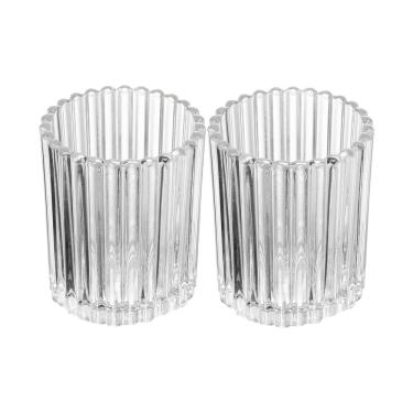 Imagem de Conjunto 2 Porta Velas Lines 8cm x 8cm x 10cm Vidro – Wolff