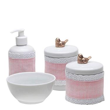 Imagem de Potinho de Mel Potes Molhadeira E Porta Álcool-Gel Com Capa Passarinho Rosa