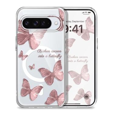 Imagem de Gencyfu Capa para Google Pixel 10, suporte para Magsafe, capa protetora magnética fina para celular Pixel 10 de 6,3 polegadas, borboleta