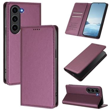 Imagem de Capa carteira fina para Samsung Galaxy S23 Plus com capa flip magnética, compartimentos para cartões e suporte, bloqueio RFID, compatível com carregamento sem fio, capa protetora à prova de choque