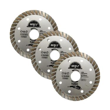 Imagem de Kit 3 Disco Diamantado Turbo Esmerilhadeira 110X22,23Mm Matz
