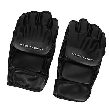 Imagem de ZJchao Luva de Engrenagem de Taekwondo de Meio Dedo, Luva de Boxe Com Faixa de Pulso Ajustável para Saco de Pancadas, Absorção de Choque Confortável, Design de Palma Aberta (Preta)