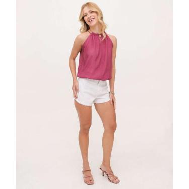 Imagem de Short Feminino Sarja Strass Marisa-91261, Branco, 36