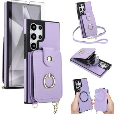 Imagem de Capa de telefone para Samsung Galaxy S23 Ultra 5G capa carteira magnética destacável protetor de tela anel suporte compatível com bloqueio de RFID MagSafe S23Ultra 23S S 23 23Ultra para mulheres