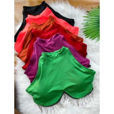 Imagem de Cropped com detalhe em corrente Bojo Malha Suplex - Amalu Modas, Verme