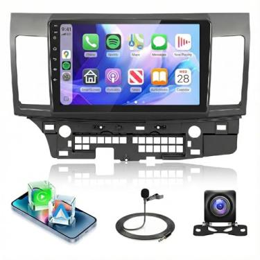 Imagem de Estéreo automotivo 4 núcleos 4G + 64 G para Mitsubishi Lancer 2008-2017, rádio veicular Android sem fio e Android Auto, câmera de backup com tela sensível ao toque de 10 polegadas, Bluetooth 5.0
