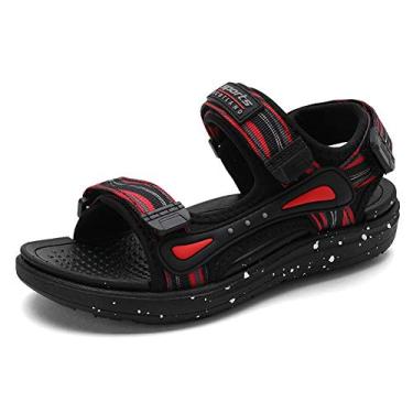 Imagem de Shadowfax Sandálias aquáticas para meninos, caminhadas ao ar livre, tiras ajustáveis, sandálias esportivas, 1996 preto/vermelho, 1 Little Kid
