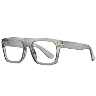 Imagem de Armação de óculos feminina retrô transparente, armação de óculos masculina da moda (cinza claro)