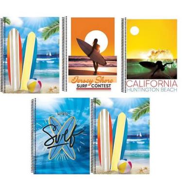 Imagem de Kit 5 Caderno Surf Capa Dura 96 Folhas Arame Reforçado - 121868IMP26K5