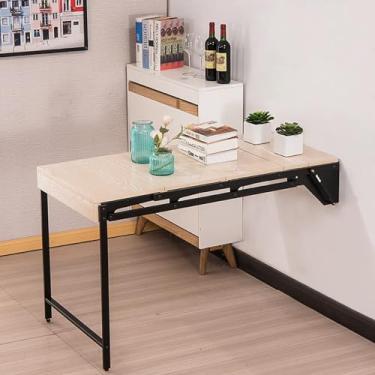Imagem de Mesa de jantar montada na parede, mesa dobrável Murphy, prateleira de economia de espaço, bancada de trabalho e mesa multifuncional, mesa de armazenamento montada na parede