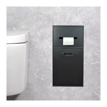 Imagem de Nicho de chuveiro embutido de aço inoxidável - armazenamento de parede para papel higiênico, cozinha, banheiro, sala de estar - design durável e elegante (preto, 50 x 20 x 14 cm)