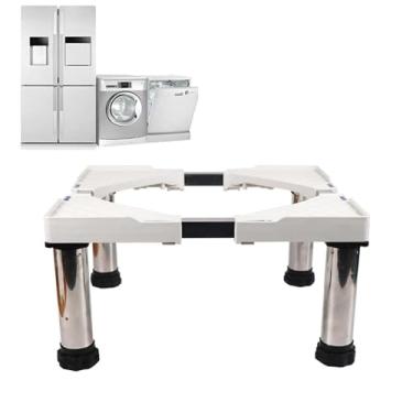 Imagem de Base de suporte de arruela 28 de largura ajuste universal 362.9 kg capacidade para móveis portátil geladeira secador suporte aumento 9.9-24.9 cm 10-25 cm altura, branco 4 pés-15 cm