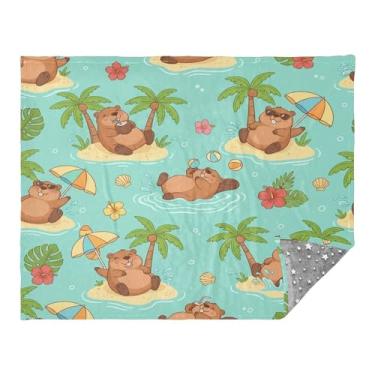 Imagem de CEBUGI Manta de flanela macia e quente de 127 cm x 178 cm para sofá, cama, escritório, acampamento, viagem, capivara, para todas as estações