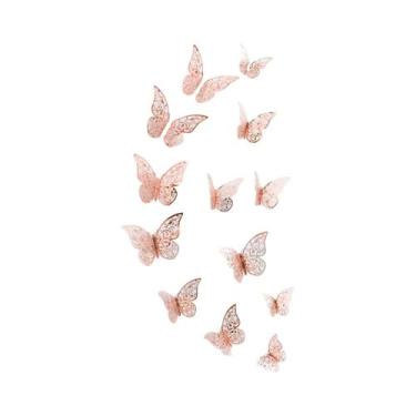 Imagem de Decorações De Borboletas De Papel 3D, 12 Peças, Adesivos De Parede Vaz