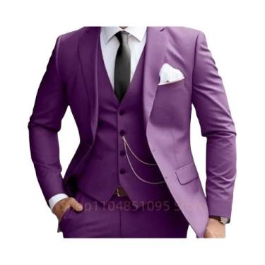 Imagem de Terno Masculino Slim Fit Verde Menta De 3 Peças Com Lapela Entalhada, 