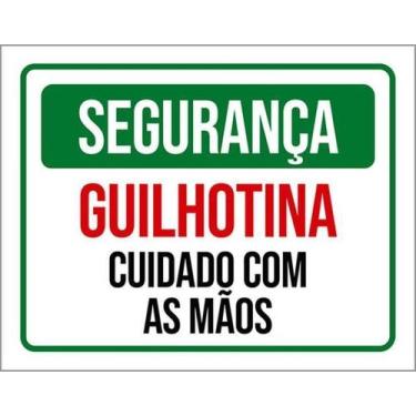 Imagem de Kit 3 Placas Segurança Guilhotina Cuidado Com As Mãos 27X35 - Sinalizo