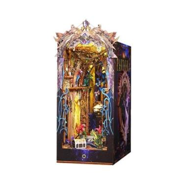 Imagem de Kit DIY Infantil De Miniatura: Estante De Livros De Madeira Com Luz, C