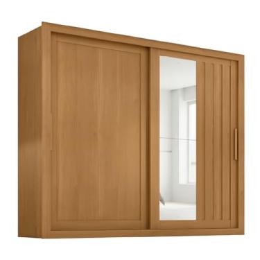 Imagem de Guarda Roupas Casal Ripado com Espelho 2 Portas de Correr 4 Gavetas Trianon Madeirado Zanzini