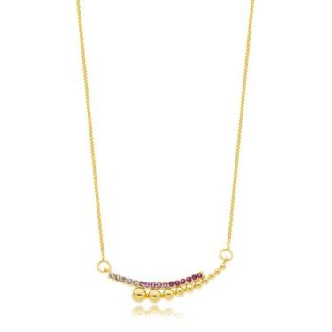 Imagem de Colar Feminino Cravejado com Zircônias Minimalista Banhado a Ouro 18k 