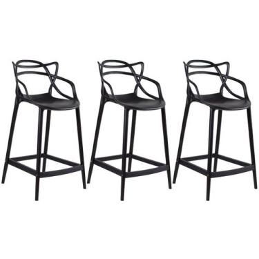 Imagem de Kit 3 Banquetas Laráz Master Allegra 66cm - Preto - Laraz