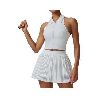 Imagem de Shorts Esportivos Femininos 2 Em 1 De Cintura Alta Para Golfe, Saias-C