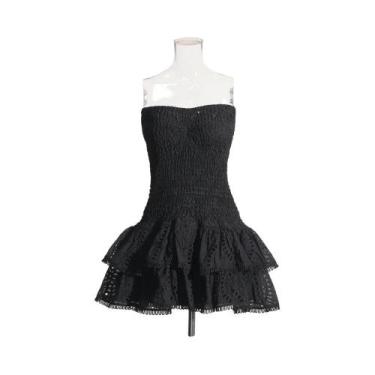 Imagem de Vestido Feminino Casual A-Line Com Babados Em Patchwork, Sem Alças, Se