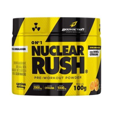 Imagem de Nuclear Rush Pó 100g Pré Treino 400mg Cafeína Bodyaction, Laranja