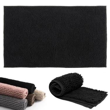 Imagem de Tapete Banheiro Antiderrapante Microfibra 40x60 Bolinha Preto Joy Kapa