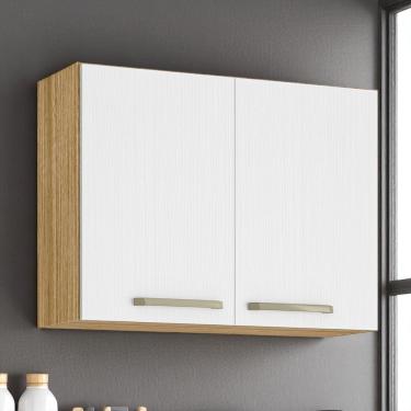Imagem de Armário Suspenso de Cozinha Lapis 80cm 2 Portas MDP Basculante Freijó Supremo Kit's Paraná