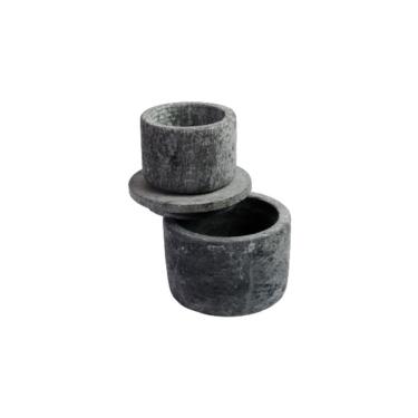 Imagem de Manteigueira Francesa Redonda Manteiga 9cm Pedra Sabão Design Rústico para Servir e Decorar Rig Fundidos