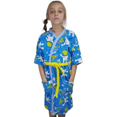 Imagem de Roupão de Banho Lepper Felpudo Infantil, P, Azul