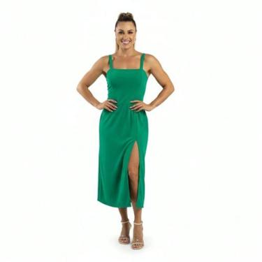 Imagem de Vestido Midi Moda Evangélica Com Fenda Discreta E Lastex - NoBrand, Ve