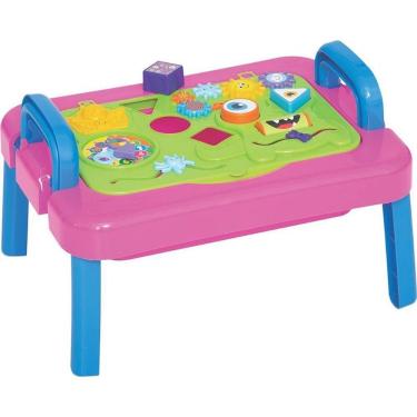 Imagem de Brinquedo Educativo Mesinha Didática Charmosa com Relógio Cuco e Formas Geométricas Mercotoys