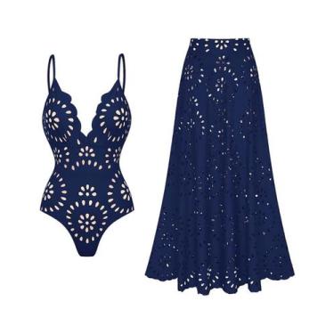 Imagem de Maiô Feminino FLAXMAKER com Saia Azul Tamanho G
