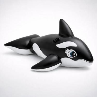 Imagem de Boia Inflável Orca Baleia Gigante Infantil com Alças Resistentes para 