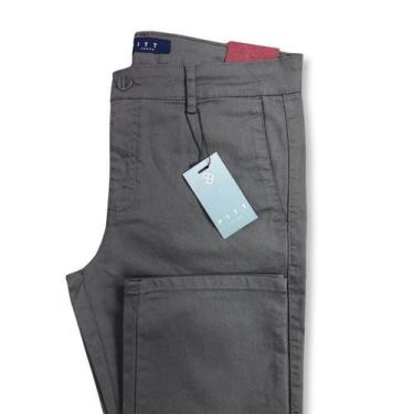 Imagem de Calça Masculina Pitt Reta Alfaiataria bolso faca sarja, Chumbo, 52