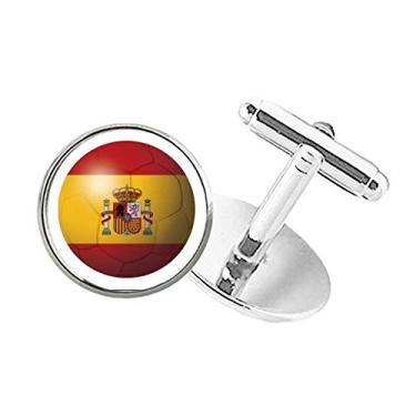 Imagem de DIYthinker Abotoaduras com clipe de botão redondo e bandeira nacional da Espanha