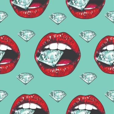 Imagem de Papel De Parede Boca Mordendo Diamante Em Adesivo Lavável 3M